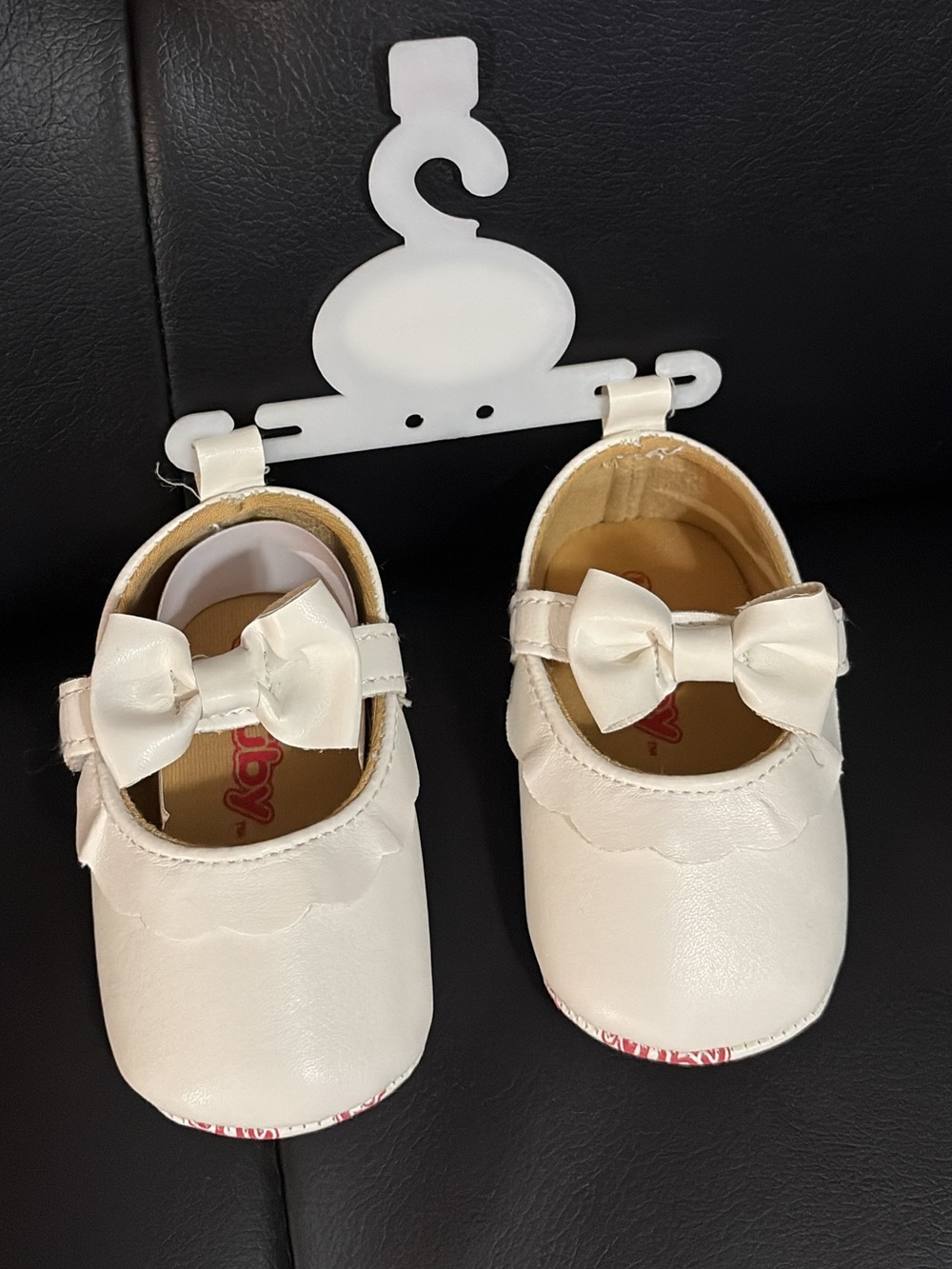 Nuby Baby Girl White Bow Mary Jane Shoes new 3/6ms